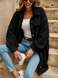 Women's Cute Fluffy Lapel Button Mid-Length Coat