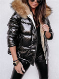 Female Short Fleece Lined Hooded Down Coats