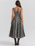 Retro Big Swing Plaid Bustier Dress for Ladies