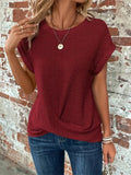 Female Elegant Solid Color Round Neck T-shirts for Summer