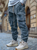 Men's Autumn Warm Corduroy Windproof Ankle-Tied Cargo Pants