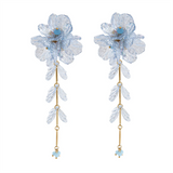 Transparent Acrylic Flower Petals Tassel Drop Earrings for Lady