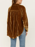 Women's Oversized Turn-Down Collar Velvet Blouses