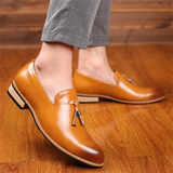 Men's Vintage Glossy Pointed Toe Tassel Dress Shoes