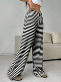 Women's Comfort Elastic Waist Striped Casual Straight Leg Pants