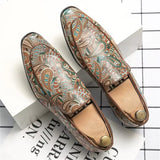 Men's Vintage Paisley Print Square Toe Party Dress Shoes