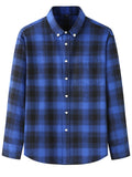 Retro Contrast Color Plaid Lapel Button Up Shirt for Men