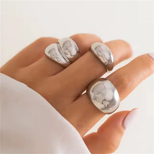 3Pcs/Set Exaggerated Chunky Glossy Knuckle Rings for Women