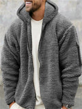 Men's Fashion Cozy Zip Up Plush Hooded Outerwear