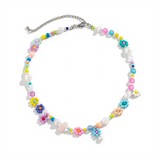 Bohemian Style Sweet Floral Beaded Necklace for Women