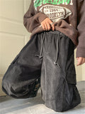 Men's Corduroy Lace Up Multi-Pocket Baggy Cargo Pants