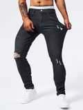 Men's Street Style Ripped Elasticity Summer Skinny Jeans