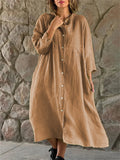 Women's Super Soft Cotton Linen Extra Loose Button Dress