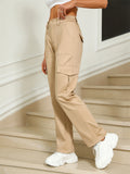 Solid Color High-Rise Trendy Multi-Pocket Cargo Pants for Women