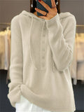 Leisure Solid Color Hooded Sweater for Ladies