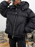 Men's Hooded Puffer Jacket Zipper Cotton Padded Coat