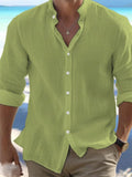 Leisure Breathable Stand Collar Long Sleeve Shirt for Men