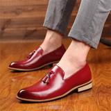 Men's Vintage Glossy Pointed Toe Tassel Dress Shoes