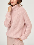 Autumn Warm Macaron Color High Collar Knitted Sweater for Lady