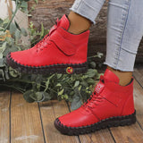 Women's Soft Rubber Sole Sewing Thread Plush Lined Ankle Boots