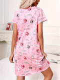 Stylish Printed Women's Crew Neck Nightwear Dresses