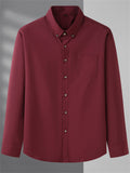 Simple Turn-Down Collar Button Up Long Sleeve Shirt for Men