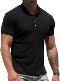 Men's Fitted Lapel Collar Short Sleeve Stretchy Shirts