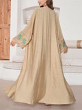 Female Coconut Tree Embroidery Muslim Cardigan Robe