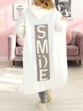 Women's "Smile" Print Loose Fit Sweater with Hood