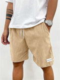 Letter Patch Corduroy Sportswear Shorts for Men