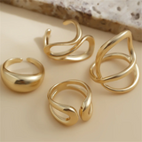 4pcs/Set Irregular C-Shaped Open Rings for Women