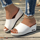 Female Contrast Color Slip-On Platform Slippers