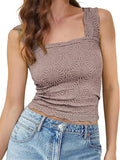 Leisure Square Neck Wide Strap Tank Top for Women