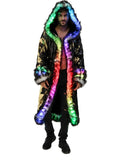 LED Light Up Costume Men's Hooded Faux Fur Coat