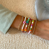 6Pcs/Set Lovely Colorful Layered Seed Beads Flower Bracelets