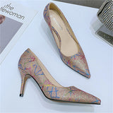 New Fashion Printed Stiletto Heels Pointed Toe 3 Inches Heels