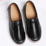 Korean Style Women Walking Leather Plus Size Round Toe Loafers