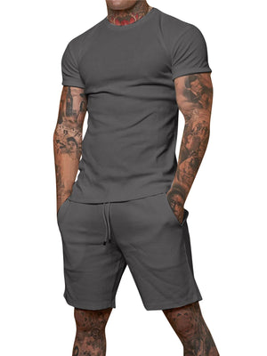 Sporty Solid Color Short Sleeve T-Shirts Outfits