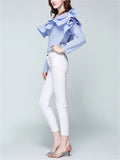 Ruffle One Shoulder Party Blouses for Ladies