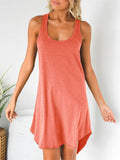 Women's Summer Sports U Neck Irregular Hem Tank Dress