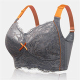 Women's Lace Jacquard Wireless Cozy Lightly Lined Bra - Gray