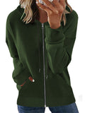 Casual Long Sleeve Solid Color Zipper Hoodies