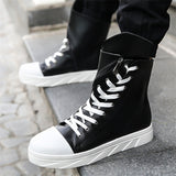 Street Style Thick Sole High Top Zipper Boots for Male Rapper