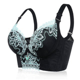 Women's Plus Size Lace Patchwork Wireless Full Coverage Bras - Navy