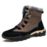 Mens Winter Hiking Keep Warm Plush Anti Slip Waterproof Snow Boots