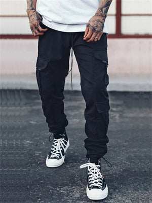 Male Casual Loose Fit Straight Leg Cargo Trousers