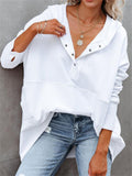 Women's V-Neck Long Sleeve Plus Size Loose Hoodies