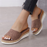 Women's Outer Wear Elegant Thick Bottom Wedge Heel Cloth Slippers