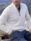 Men's Fashion Stand Collar Quarter Zip Sweaters