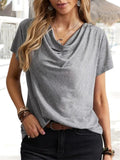 Summer Women's Loose Pullover U Neck Short Sleeve Casual T-shirts